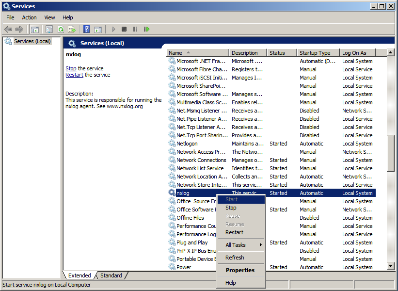 nxlog windows services